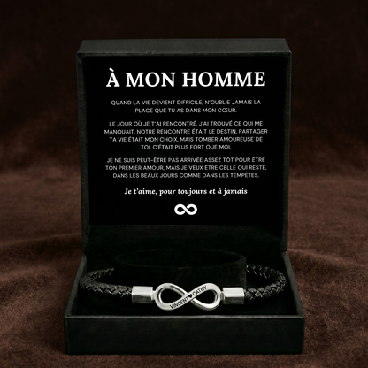 À MON HOMME - BRACELET EN CUIR INFINI PERSONNALISÉ