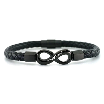 À MON HOMME - BRACELET EN CUIR INFINI PERSONNALISÉ
